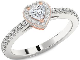 Diamond Platinum & Rose Gold Heart Promise Ring
