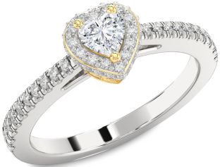 Diamond White Yellow Gold Heart Promise Ring