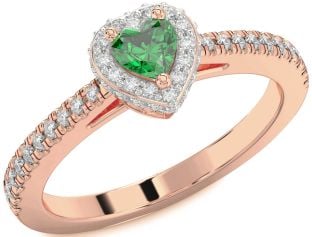 Diamond Emerald Rose Gold Heart Promise Ring