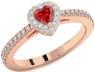 Diamond Ruby Rose Gold Heart Promise Ring