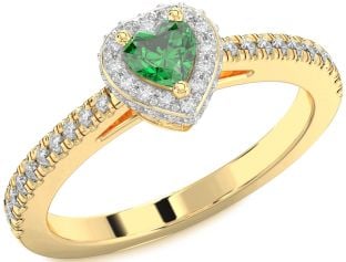 Diamond Emerald Gold Heart Promise Ring