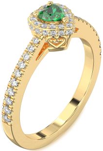 Diamond Emerald Gold Heart Pave Promise Ring