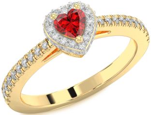 Diamond Ruby Gold Heart Promise Ring
