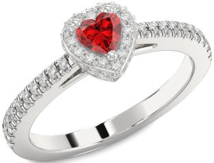 Diamond Ruby Platinum Heart Promise Ring