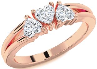 Diamond Rose Gold Heart Three Stone Ring