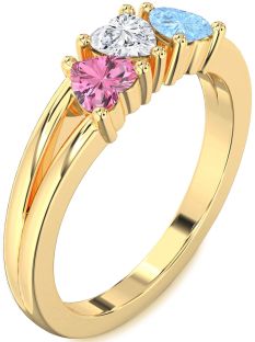 Gold Heart Three Stone Mother's Ring