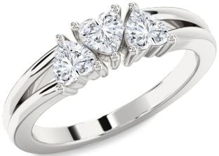 Diamond White Gold Heart Three Stone Ring