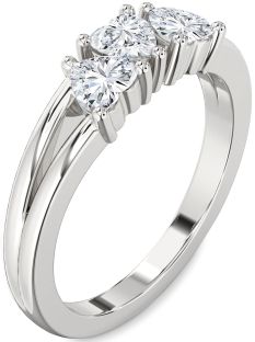 Diamond White Gold Heart Three Stone Ring