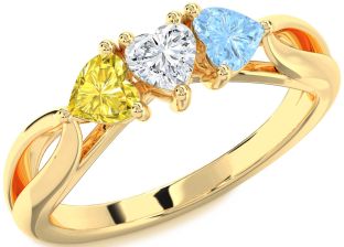 Gold Heart Three Stone Mother's Ring