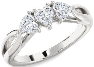 Diamond White Gold Heart Three Stone Ring