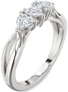 Diamond White Gold Heart Three Stone Ring