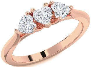 Diamond Rose Gold Heart Three Stone Ring