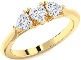 Diamond Gold Heart Three Stone Ring