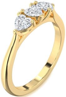 Diamond Gold Heart Three Stone Ring
