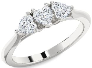 Diamond White Gold Heart Three Stone Ring