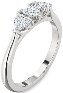 Diamond White Gold Heart Three Stone Ring