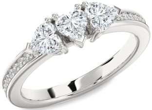 Diamond White Gold Heart Three Stone Ring
