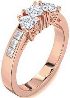 Diamond Rose Gold Heart Four Stone Ring