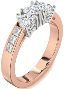 Diamond White Rose Gold Heart Four Stone Ring