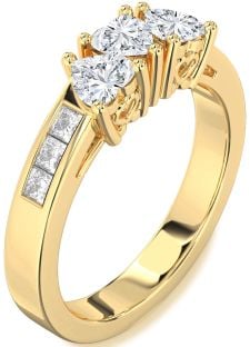 Diamond Gold Heart Four Stone Ring