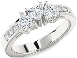 Diamond White Gold Heart Three Stone Ring