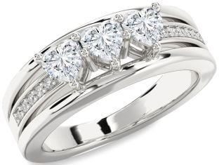 Diamond White Gold Heart Three Stone Ring