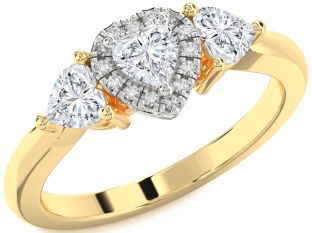 Diamond Platinum & Yellow Gold Heart Three Stone Ring