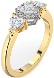 Diamond White Yellow Gold Heart Three Stone Engagement Ring