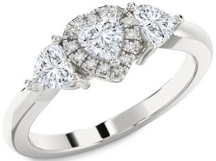 Diamond White Gold Heart Three Stone Ring