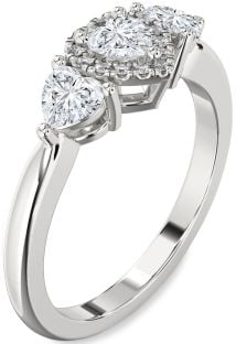 Diamond White Gold Heart Three Stone Engagement Ring