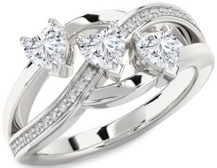 Diamond White Gold Heart Three Stone Ring