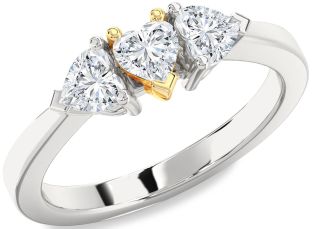 Diamond Platinum & Yellow Gold Heart Three Stone Ring