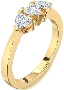Diamond Gold Heart Three Stone Ring