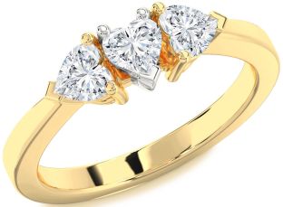 Diamond Platinum & Yellow Gold Heart Three Stone Ring