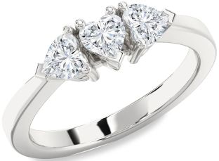Diamond White Gold Heart Three Stone Ring