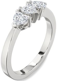 Diamond White Gold Heart Three Stone Ring