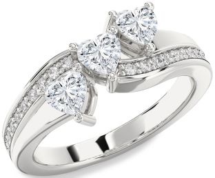 Diamond White Gold Heart Three Stone Ring