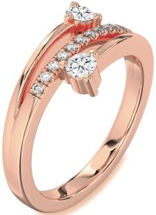 Diamond Rose Gold Round Two Stone Ring
