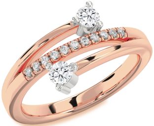 Diamond White Rose Gold Round Two Stone Ring