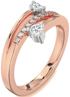 Diamond White Rose Gold Round Two Stone Ring