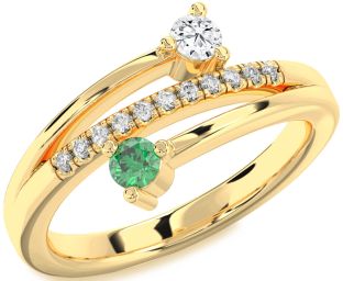 Diamond Gold Silver Round Two Stone Promise Ring