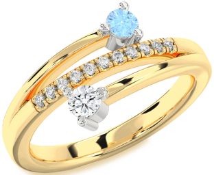 Diamond Platinum & Yellow Gold Round Two Stone Promise Ring