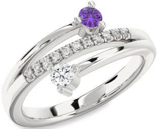 Diamond Silver Round Two Stone Promise Ring