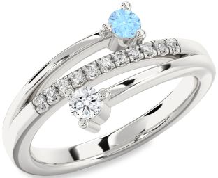 Diamond Silver Round Two Stone Promise Ring
