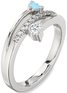 Diamond Platinum Round Two Stone Promise Ring