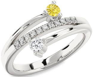 Diamond Silver Round Two Stone Promise Ring