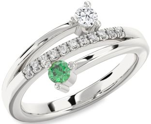 Diamond Silver Round Two Stone Promise Ring