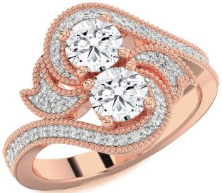 Diamond Rose Gold Round Two Stone Ring