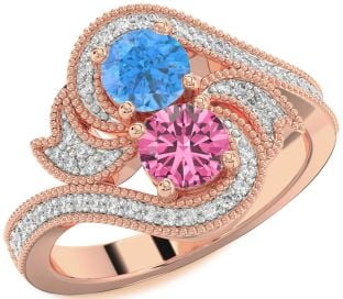 Diamond Rose Gold Round Two Stone Promise Ring