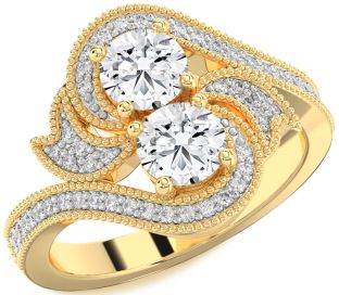 Diamond Gold Round Two Stone Ring